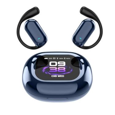 Imagem de Waillynice Fones de ouvido Bluetooth 5.4 abertos, fones de ouvido sem fio esportivos sobre fones de ouvido microfone embutido com ganchos de ouvido 50H Playtime Fones de ouvido com tela de LED (tela