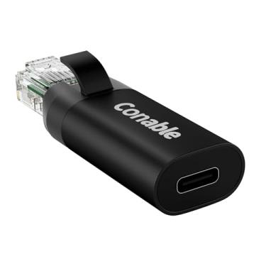 Imagem de Adaptador Ethernet USB-C Conable, RJ45 Macho para USB-C Fêmea, Suporte USB 4.0/3.1/3.0/2.0 e Thunderbolt 3/4, até 1 Gbps, Preto