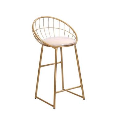 Imagem de Banqueta Paris Dourada com Estofado Off White  - Dani Decorações, Dour