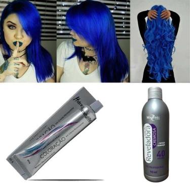 Imagem de Kit Tinta Azul 01 Coloração e 01 OX 40 90ml Mairibel