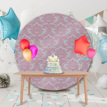 Imagem de Painel Redondo em Jacquard Rosa Bebê e Prata Medalhão - Jacquard Tradi