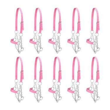 Imagem de Kit 10 Cabrestos para Bezerro com Corrente SV39023 - Rosa - Selaria Ve