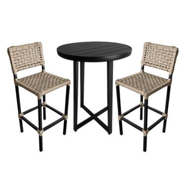 Imagem de Conjunto Bistro Gourmet Tulipa Aluminio com 2 Banquetas Champanhe em C