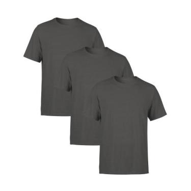 Imagem de Kit 3 Camisetas AMGK Masculina Lisa Premium 100% Algodão, P, Grafite, 
