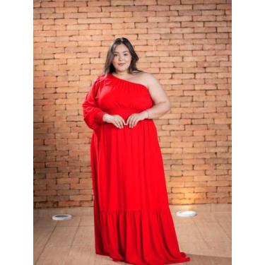 Imagem de Vestido Longo Branco Plus Size Ano Novo Festa Mula Manca Manga Comprid