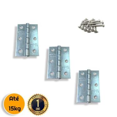 Imagem de Dobradiça Porta Armário Madeira Zincado 15kg + Parafusos Silvana - Sil