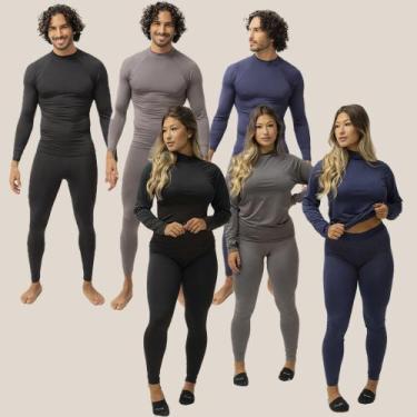 Imagem de Kit 3 Blusa Térmica Segunda Pele Unissex com Proteção Solar Uv 50 Colo