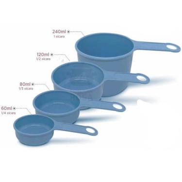 Imagem de Xicara Medida 4 (Quatro) Peças Colher de Chá e Sopa Cor Jeans (Azul) P