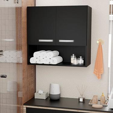 Imagem de Armário Aéreo Suspenso Multiuso 2p Modular 60x62cm Preto