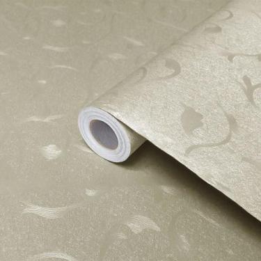 Imagem de Papel de Parede Textura Folha e Ramos Creme 5 Metros Revestimento Auto