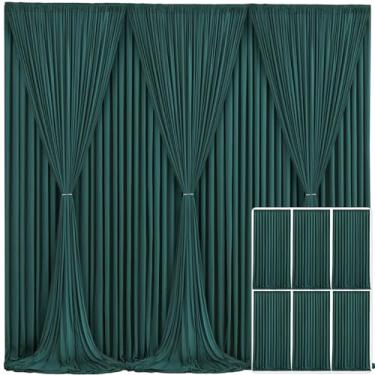 Imagem de Cortina de fundo verde caçador com 6 painéis para festas, sem rugas, verde escuro, para fotos, cortinas de pano de fundo, decoração de tecido para chá de bebê, festa de aniversário, fotografia, 9 m (L) x 3 m (A)