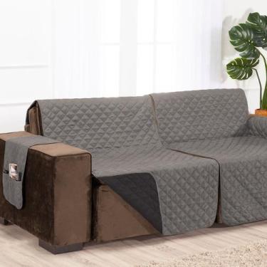 Imagem de Protetor de sofá retrátil 4 lugares king - TRÊS MARIAS, CINZA/PRETO 