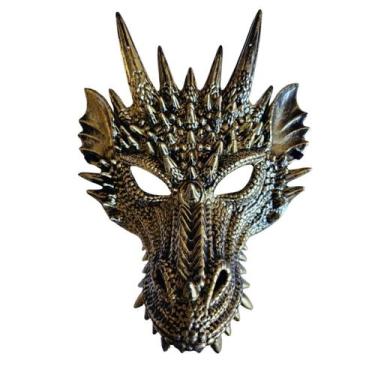 Imagem de Máscara De plástico Dragão Fantasia carnaval festa dourado - sm decora