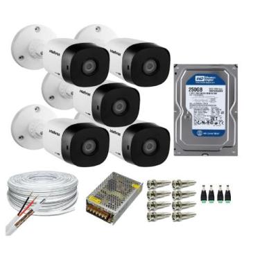 Imagem de Kit 5 Câmeras Segurança VHC 1120B Hd 720 bullet Intelbras + cabos cone