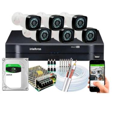 Imagem de Kit 6 Câmeras de Segurança hd Dvr mhdx 8Ch Intelbras c/hd