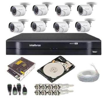 Imagem de KIT CFTV 8 CÂMERAS HILOOK Full Hd 1080p 2mp + DVR INTELBRAS MHDX 8 CAN
