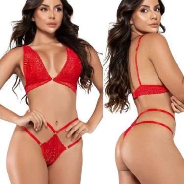 Imagem de Conjunto Lingerie Sensual Sexy Renda De Luxo Calcinha Anitta - Miamore