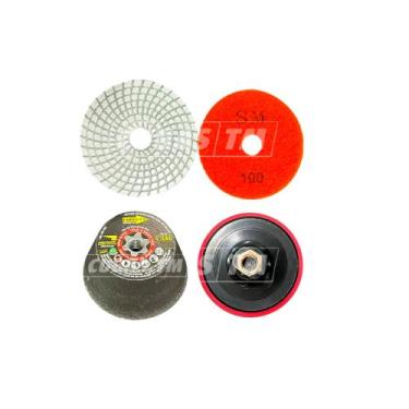 Imagem de Kit Para Acabamento Em Porcelanato 1 lixa 100 + 1 rebolo 60 + 1 suport