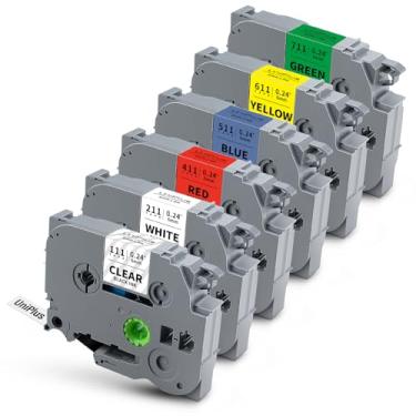 Imagem de UniPlus Compatível com Brother Label Tape TZe TZ Tape 6 mm 0.6 cm TZe-111 TZe-211 TZe-411 TZe-511 TZe-611 TZe-711 TZe-711 Fita laminada para P Touch PT-D210 PT-H110 PTD400 PTD600 PT1280 PTPP 300BT,