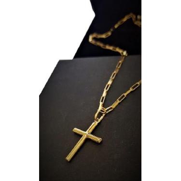 Imagem de Cordão De Ouro 18k Masculino Com Ping Crucifixo - Infinitty, 60cm