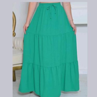 Imagem de Saia Longa 3 Marias Camadas moda Evangélica Rodada Elástico na Cintura