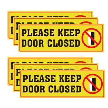 Imagem de Pacote com 6 adesivos de placa Please Keep Door Closed 7,6 x 23,6 cm grande acabamento fosco adesivos de vinil laminado etiquetas de aviso de porta para loja comercial, loja, café, escritório,