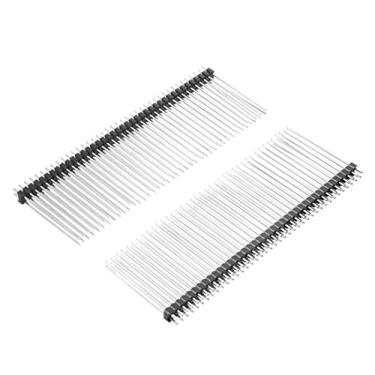 Imagem de uxcell 10 peças 2,54 mm Pitch 40 pinos 30 mm longo linha dupla conector liso tira de cabeça de pino para Arduino Prototype Shield