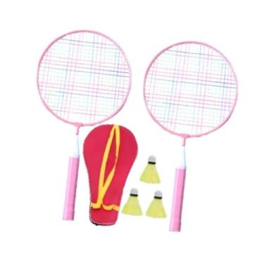 Imagem de Dynwave Conjunto de tênis de badminton para crianças Raquete de badminton com 3 peças Bolas de peteca Raquete de tênis Conjunto de raquetes de tênis para, Rosa