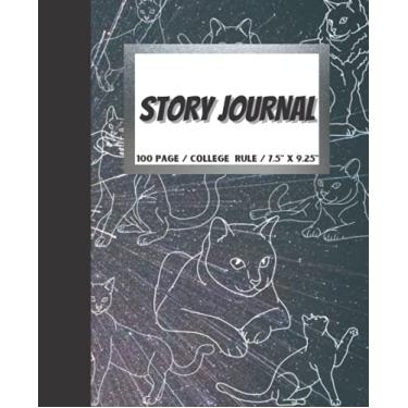 Imagem de Galaxy Cats Story Journal: Diário de histórias para adolescentes, 100 páginas pautadas pela faculdade com área de desenho, caderno de composição com espaço para imagens