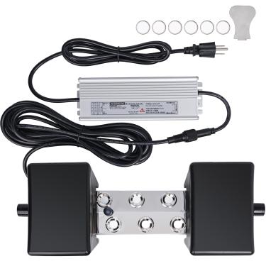 Imagem de OUJIMAI Máquina de névoa ultrassônica com 6 cabeças, nebulizador de lago de 4500 ml/H com fonte de alimentação de 250 W, bóia, discos de substituição, para lago, jardim, jardim ornamental, estufa,