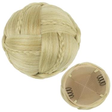 Imagem de IMISSU Cobertura de cabelo trançado chignon dançarina rosquinhas scrunchies mulheres coques de cabelo peruca updo (M3 Loira Suja)