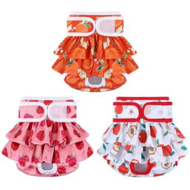 Imagem de Mengelina Fraldas para Cães Laváveis Femininas(Pacote com 3), Fraldas Reutilizáveis para Cães, Fraldas para Cães, Fraldas para Filhotes, Fraldas Altamente Absorventes para Cães Fêmeas para Calor, Inco