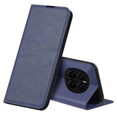 Imagem de HAO RIYLN Capa flip para Honor Magic7/Magic7Pro, capa de couro ultrafina e fina com compartimentos para cartões, capa de proteção de silicone à prova de choque, azul, 7Pro