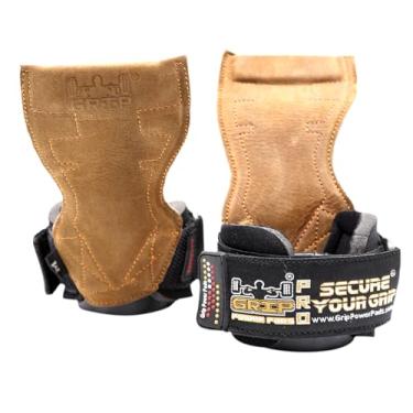 Imagem de (Large 19cm - 22cm Wrist Size, Brown Rubber) - Lifting Grips PRO Weight Gloves Best Heavy Duty Straps Alternative to Power Hooks Deadlifts Adjustable Neoprene Padded Wrist Wrap