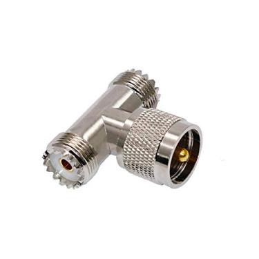 Imagem de bnafes Conectores UHF macho para UHF fêmea, adaptadores de cabo coaxial PL259 Tee SO239 divisor para rádios Wi-Fi antena externa