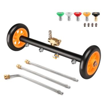 Imagem de Limpador de lavadora de alta pressão, vassoura de água de 40 cm para lavadora elétrica, acessório de material rodante com varinhas de extensão, luva de lavagem, 5 pontas de bocal, 4000 PSI