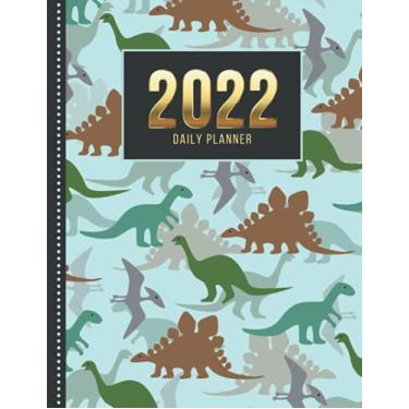 Imagem de 2022 Daily Planner: Dinosaur Art Pattern on Light Blue / One Page Per Day Diary / Large 365 Day Journal / Date Book With Notes Section - To Do List - ... Time Slots - Schedule - Calendar / Organizer