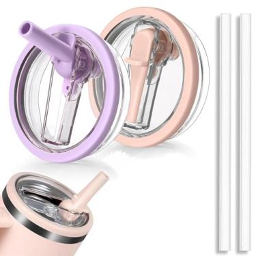 Imagem de 2 peças de copo de substituição de 1,134 g, adequado para Stanley Quencher e Traveler, tampa de canudo à prova de derramamento resistente a respingos reutilizável para copo de carro tampa de copo com