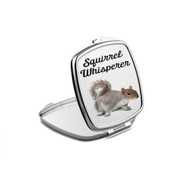 Imagem de SpreadPassion Espelho compacto Squirrel Whisper, presente de sussurro de esquilo, espelho fotográfico sussurro de esquilo, espelho de maquiagem de viagem, espelho pequeno de mão, espelho de bolso