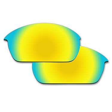 Imagem de Fiskr Lentes polarizadas de substituição para óculos de sol Oakley Flak Jacket (OO9008) com resistência a impactos, proteção contra raios UV e proteção multifuncional (dourado)