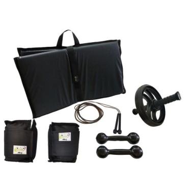 Imagem de Kit Tornozeleira 4KG Preto + Halteres 4KG Preto + Colchonete Dobravel 