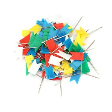 Imagem de 100 pinos multicoloridos, 5 cores sortidas para quadro de cortiça, mapa mundial, marcação, casa, escola, escritório