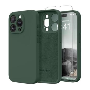 Imagem de SuydanBox Capa magnética para iPhone 15 Pro Max, compatível com MagSafe, [proteção total da câmera][película] Capa protetora de silicone à prova de choque para iPhone 15 Pro Max de 6,7", verde alpino