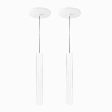 Imagem de Kit 2 Pendente Tubo Palito Moderno 30cm - Branco - Trybo 