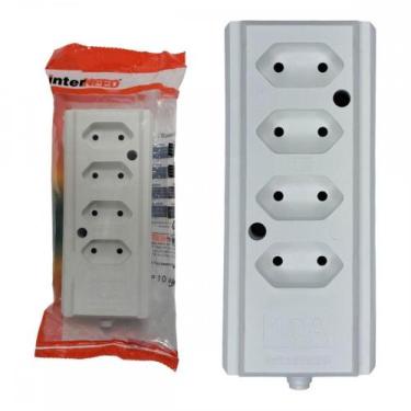 Imagem de Tomada Barra Interneed 2 Polos Branca 10A. Quadrupla, Branco