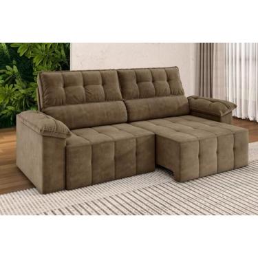 Imagem de Sofá Santiago 2,20m Retrátil/Reclinável Suede Capuccino - XFlex Sofás
