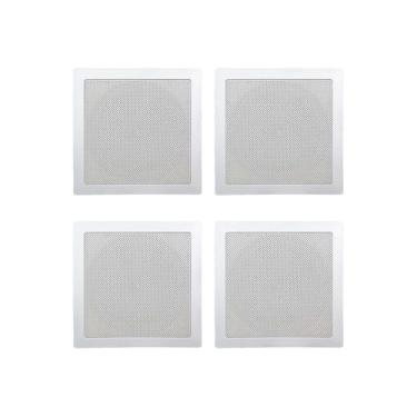 Imagem de Kit 4 Base Arandela de Teto Quadrada Plastico Fiamon Para Alto Falante 6" Som Ambiente Gesso