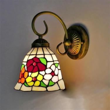 Imagem de Lâmpada de parede do campo americano Luxo europeu Sala de estar Quarto Estudo Villa Hotel Aisle Cafe Western Restaurant LED Colour Glass Light (Estilo 14)