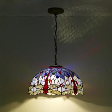 Imagem de Restaurante Contemporâneo Lustre Campo Americano Sala Quarto Hotel Corredor Vidro Colorido Lâmpada Pingente (D D40CM)