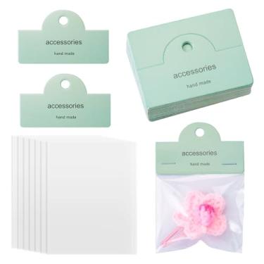 Imagem de Bestewelry 100 conjuntos de bolsas de joias embalagens de exibição de joias sacos de celofane OPP transparentes com cartões de cabeçalho dobráveis para pequenas empresas pulseiras brinco chaveiro -